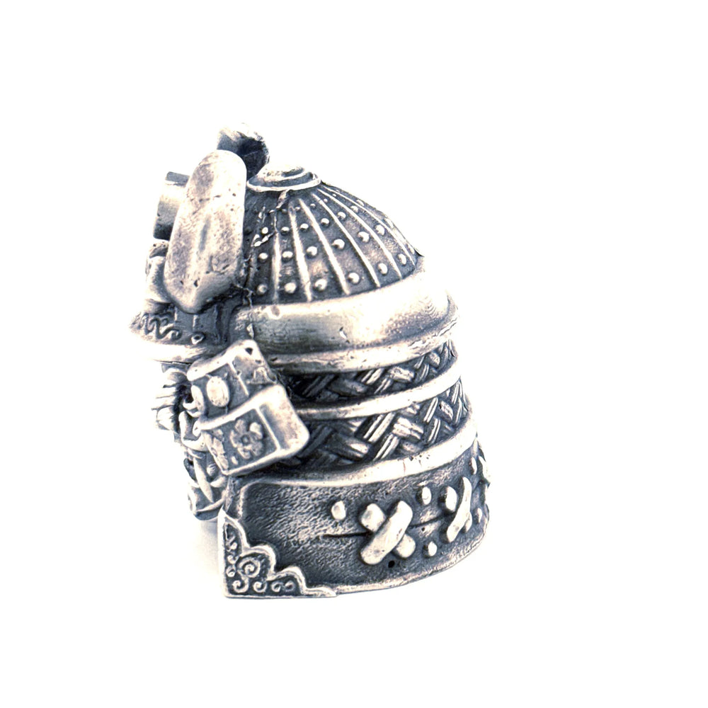 Samurai Head hand-poured 999+ silver statue by Gold Spartan