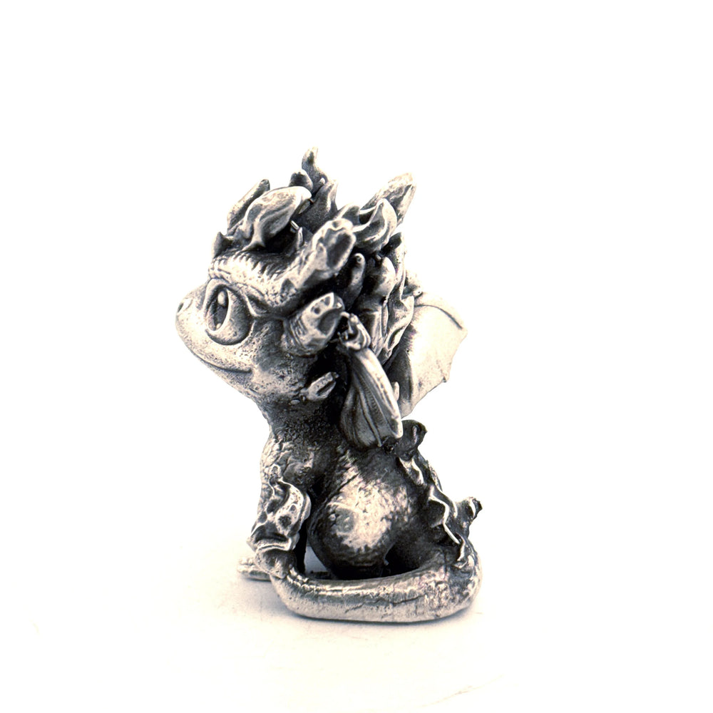 Baby Fire Dragon hand-poured 999+ silver statue by Gold Spartan
