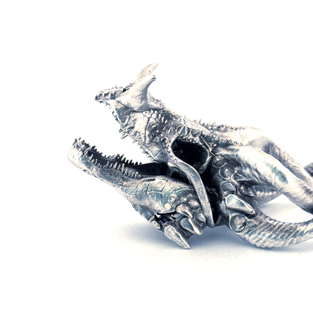 Dragon Skull V2 hand-poured 999+ silver statue by Gold Spartan
