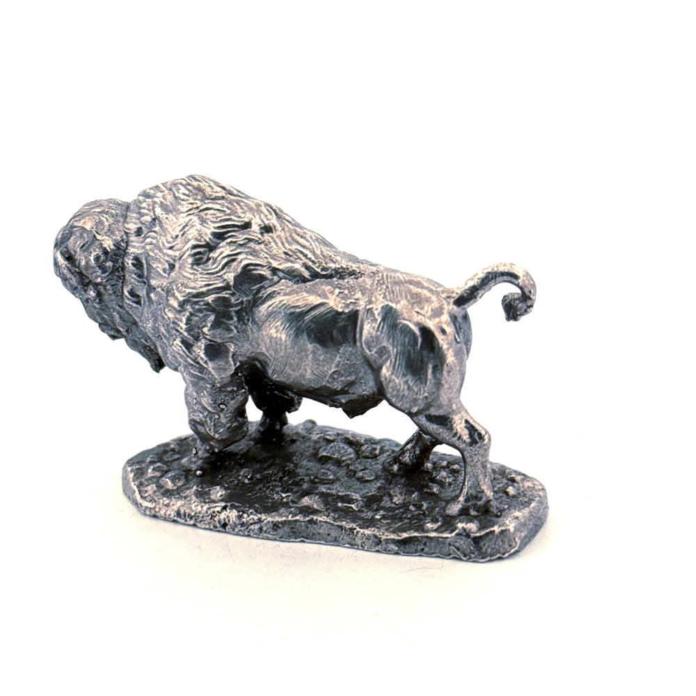 Buffalo hand-poured 999+ silver statue by Gold Spartan