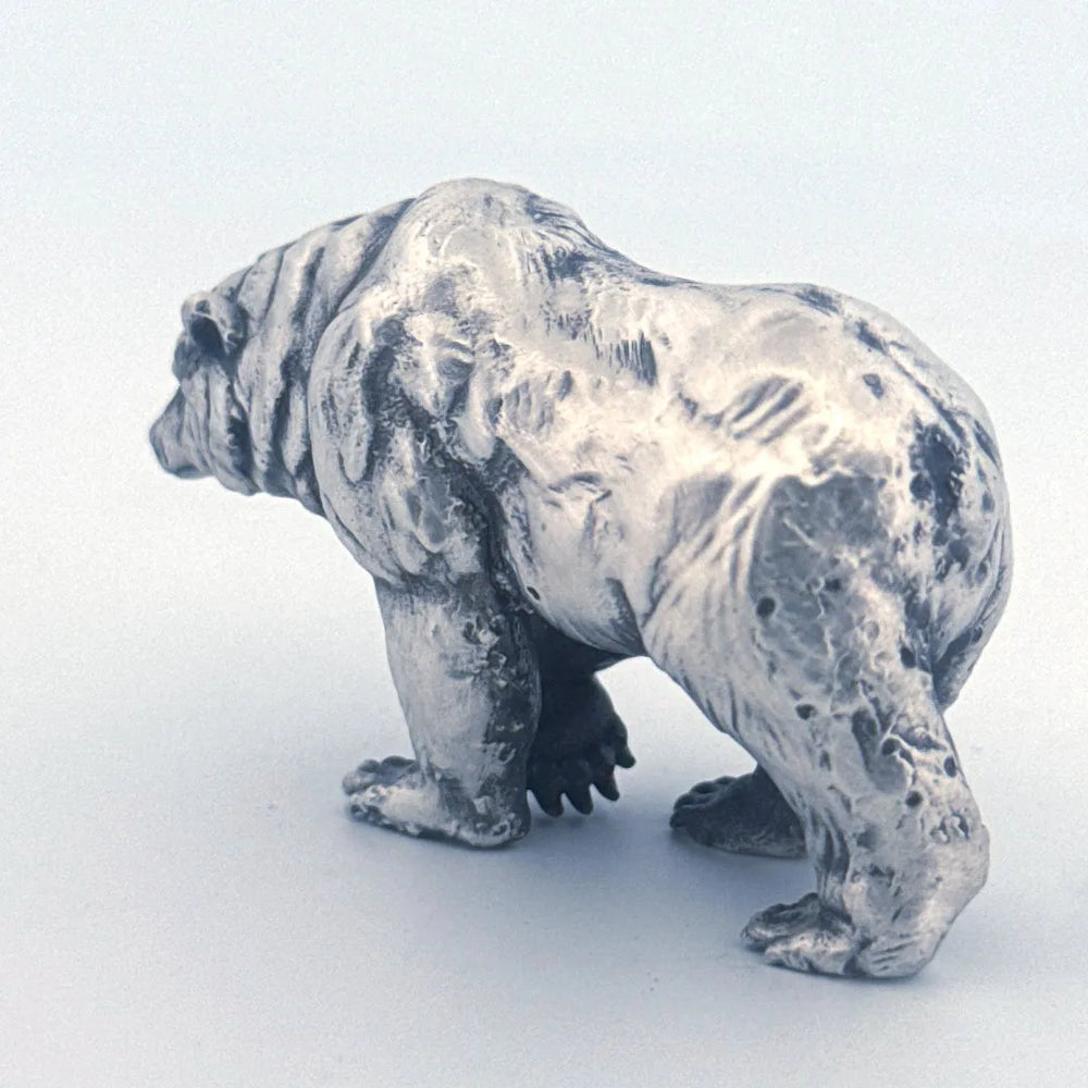 Bear hand-poured 999+ silver statue by Gold Spartan
