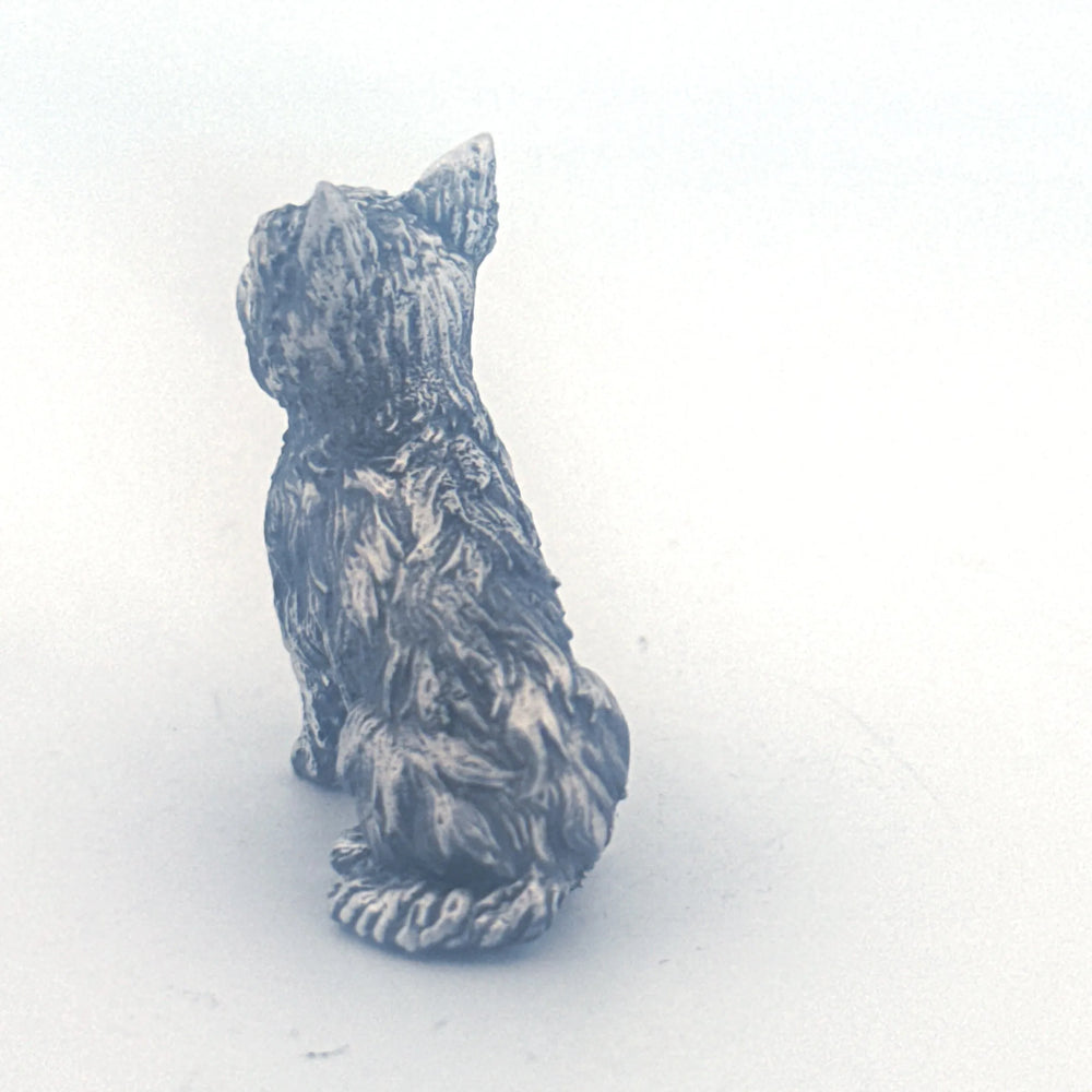 Yorkie hand-poured 999+ silver statue by Gold Spartan