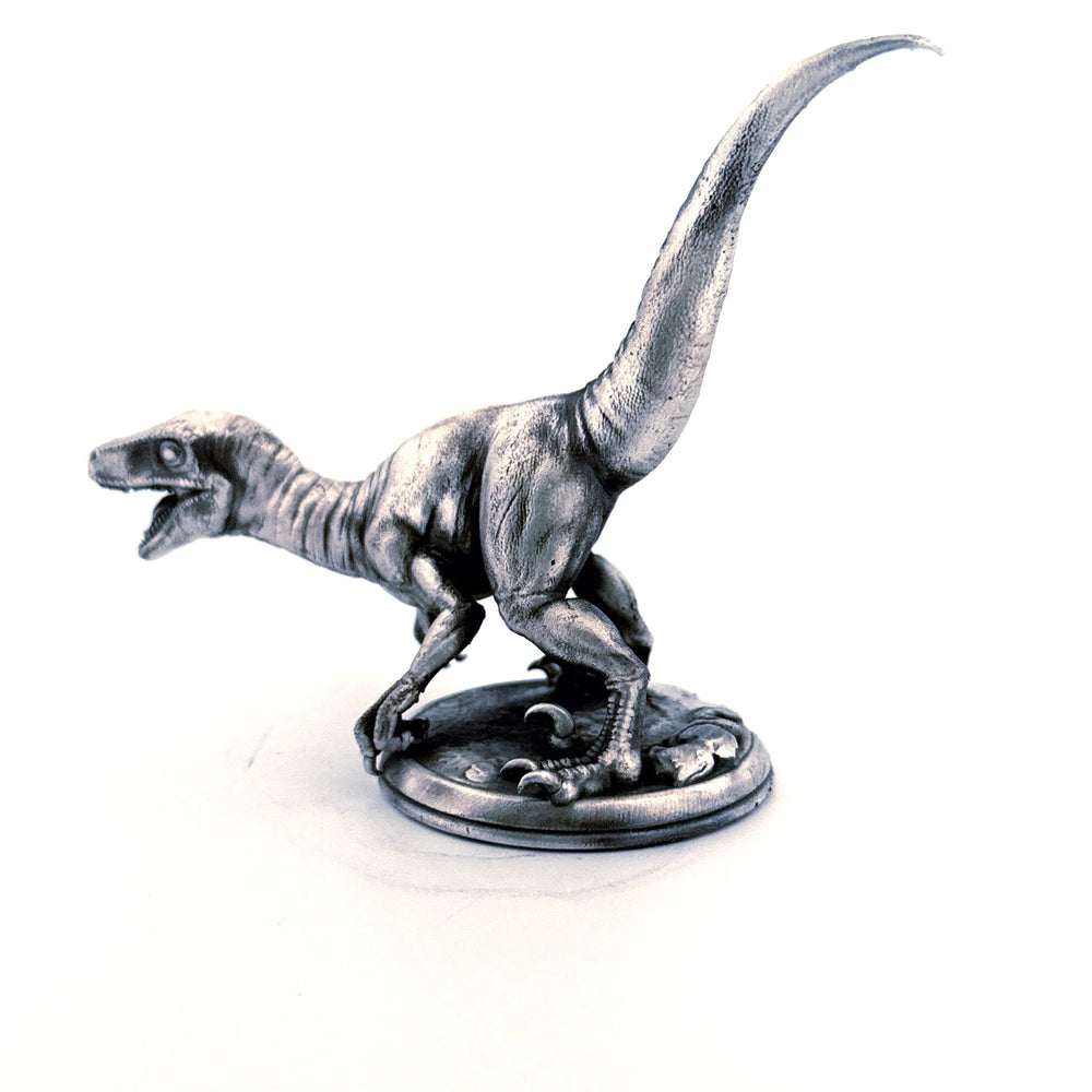 Velociraptor hand-poured 999+ silver statue by Gold Spartan