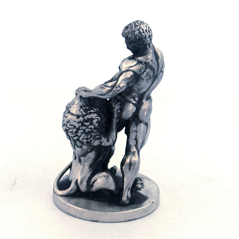 Samson Vs Lion hand-poured 999+ silver statue by Gold Spartan