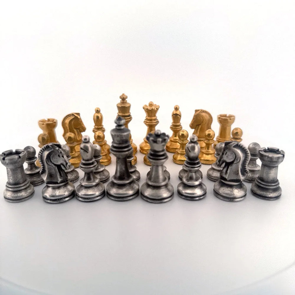 Chess Set hand-poured 999+ silver statue by Gold Spartan