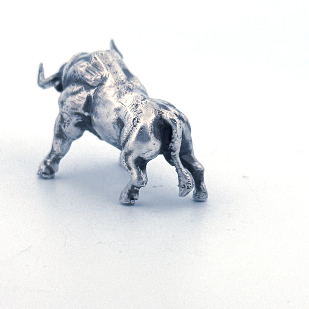 Angry Bull hand-poured 999+ silver statue by Gold Spartan