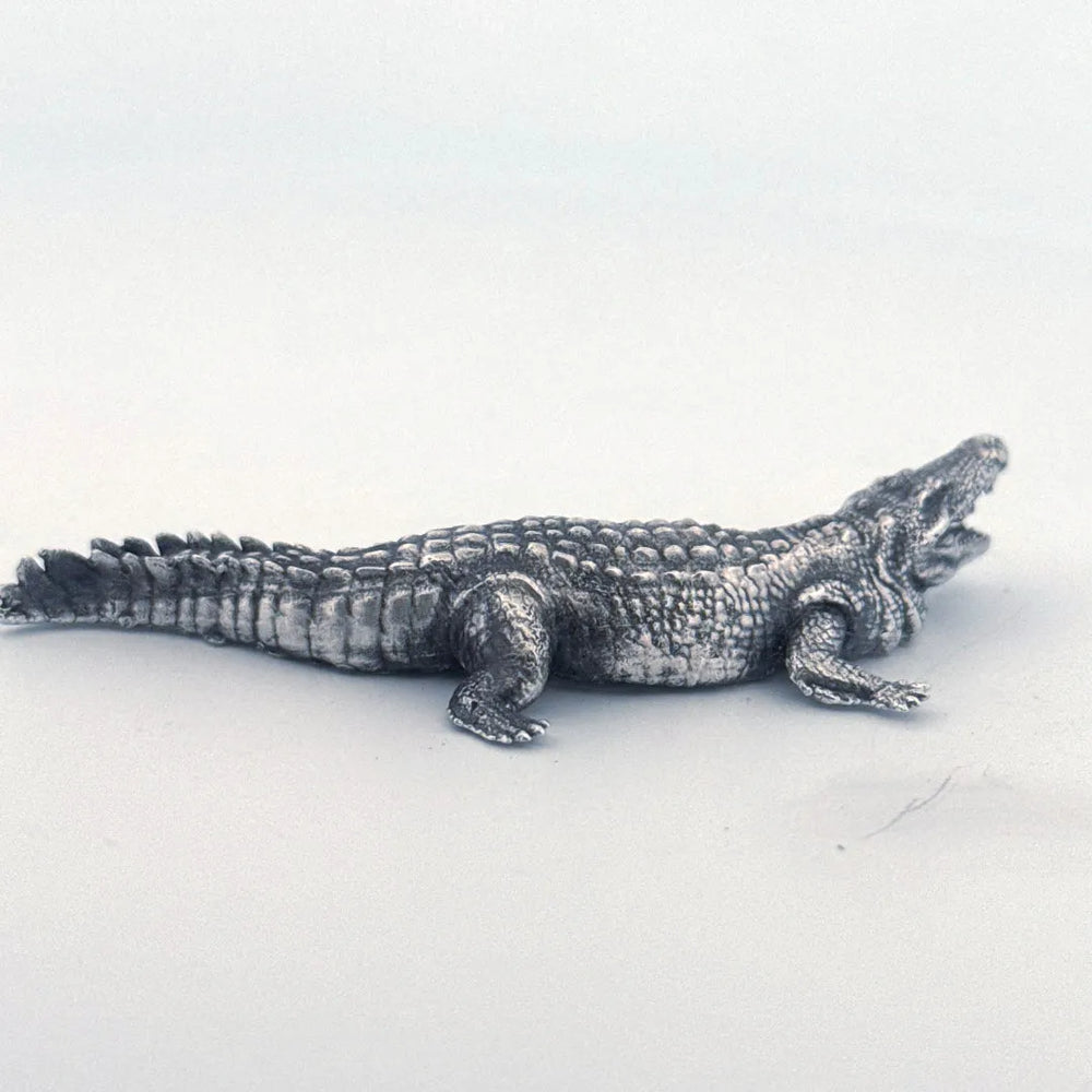 Crocodile hand-poured 999+ silver statue by Gold Spartan