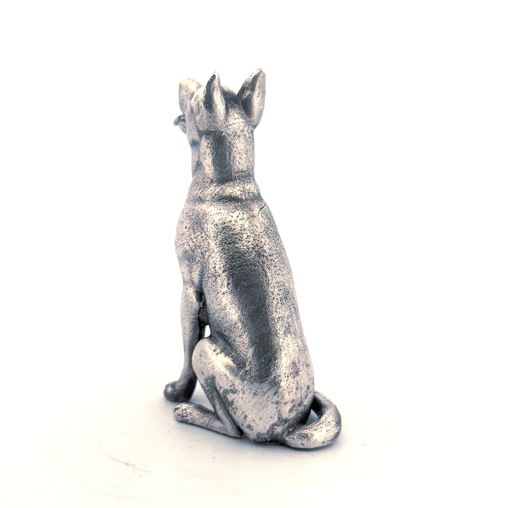 German Shepherd hand-poured 999+ silver statue by Gold Spartan