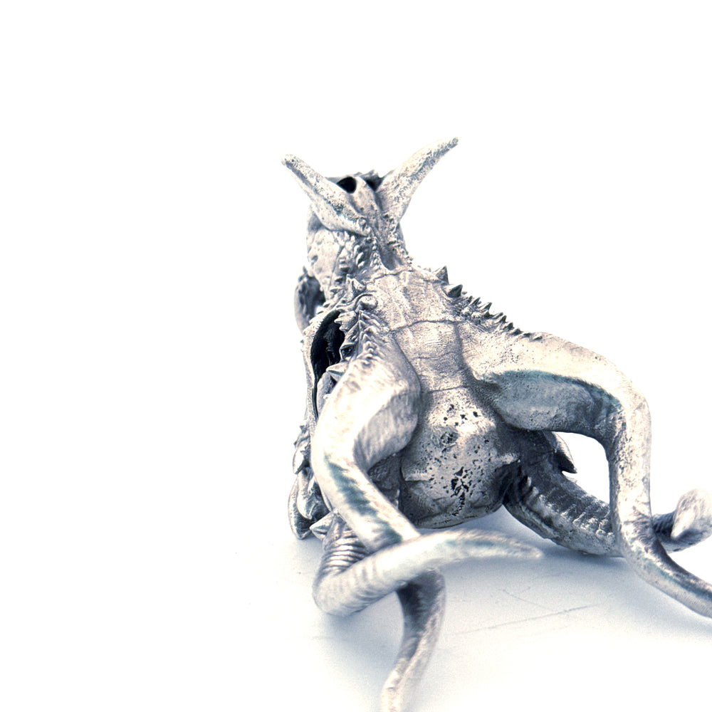 Dragon Skull V2 hand-poured 999+ silver statue by Gold Spartan