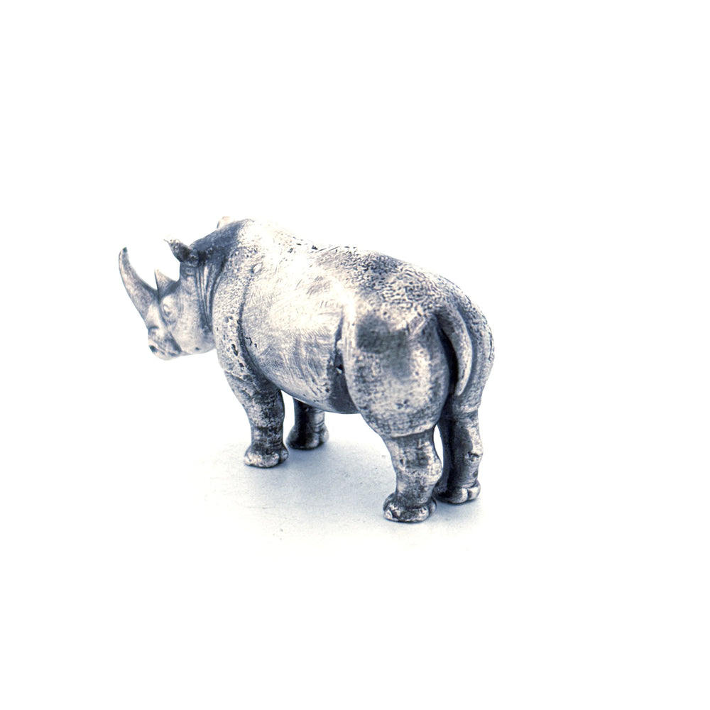 Rhino hand-poured 999+ silver statue by Gold Spartan