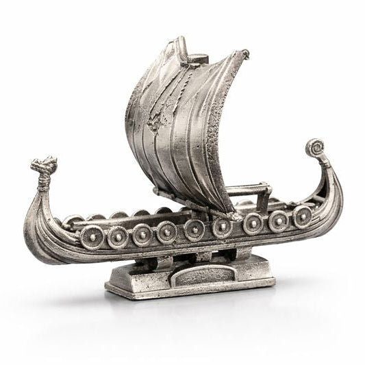 Viking Ship hand-poured 999+ silver statue by Gold Spartan