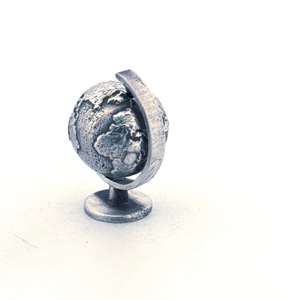 Globe hand-poured 999+ silver statue by Gold Spartan