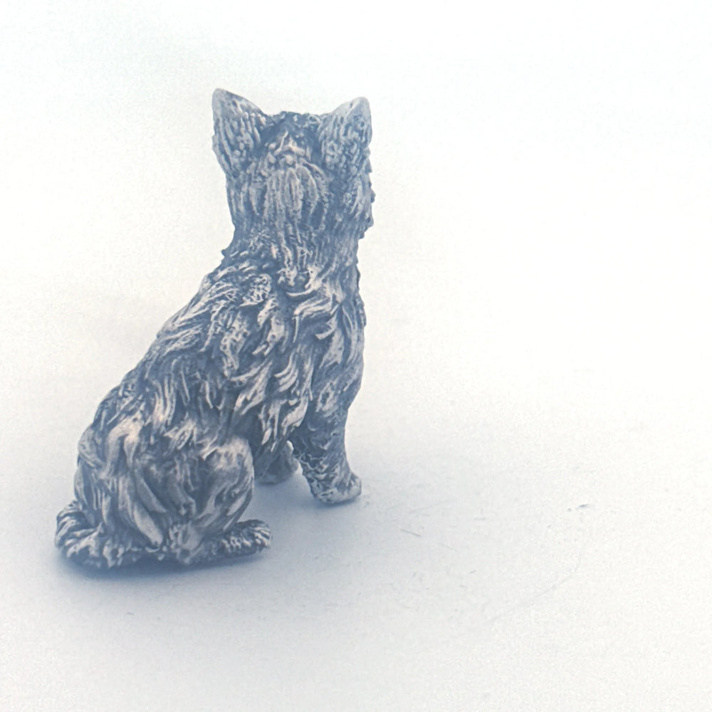 Yorkie hand-poured 999+ silver statue by Gold Spartan