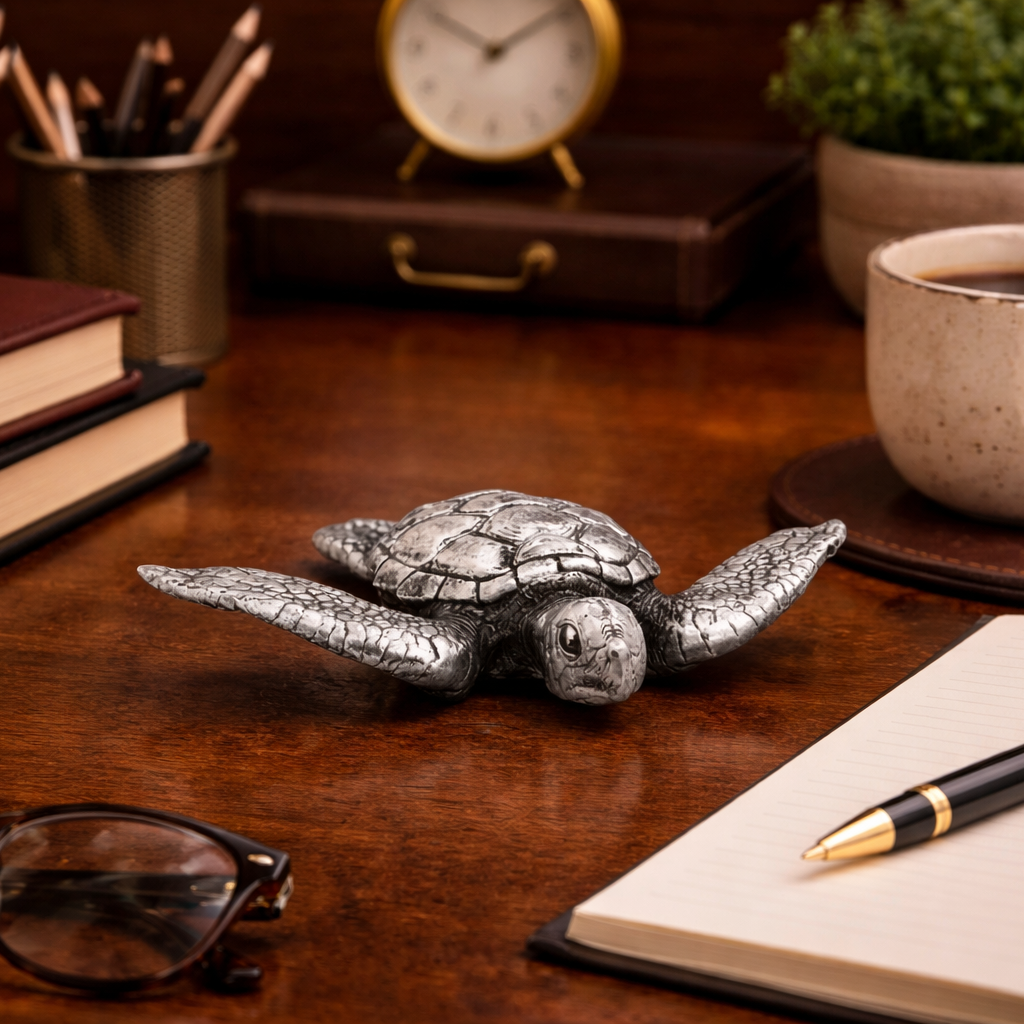 Sea Turtle hand-poured 999+ silver statue by Gold Spartan