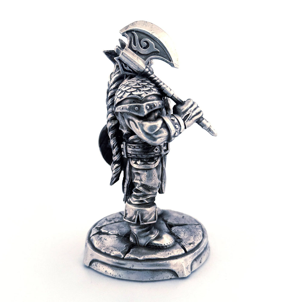 Dwarf Warrior hand-poured 999+ silver statue by Gold Spartan