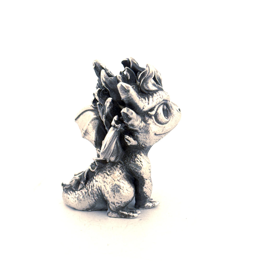 Baby Fire Dragon hand-poured 999+ silver statue by Gold Spartan