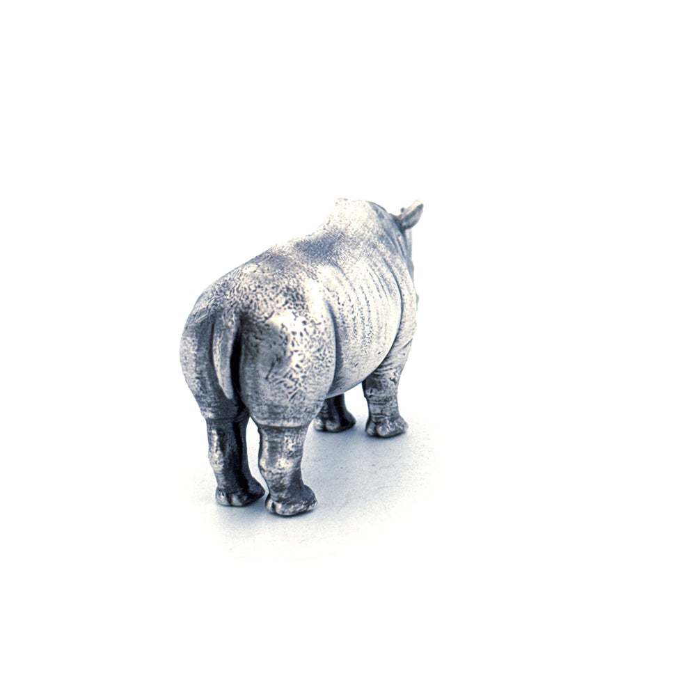 Rhino hand-poured 999+ silver statue by Gold Spartan