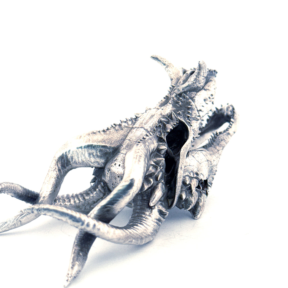 Dragon Skull V2 hand-poured 999+ silver statue by Gold Spartan