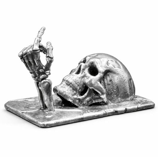 Dripping Skull hand-poured 999+ silver statue by Gold Spartan