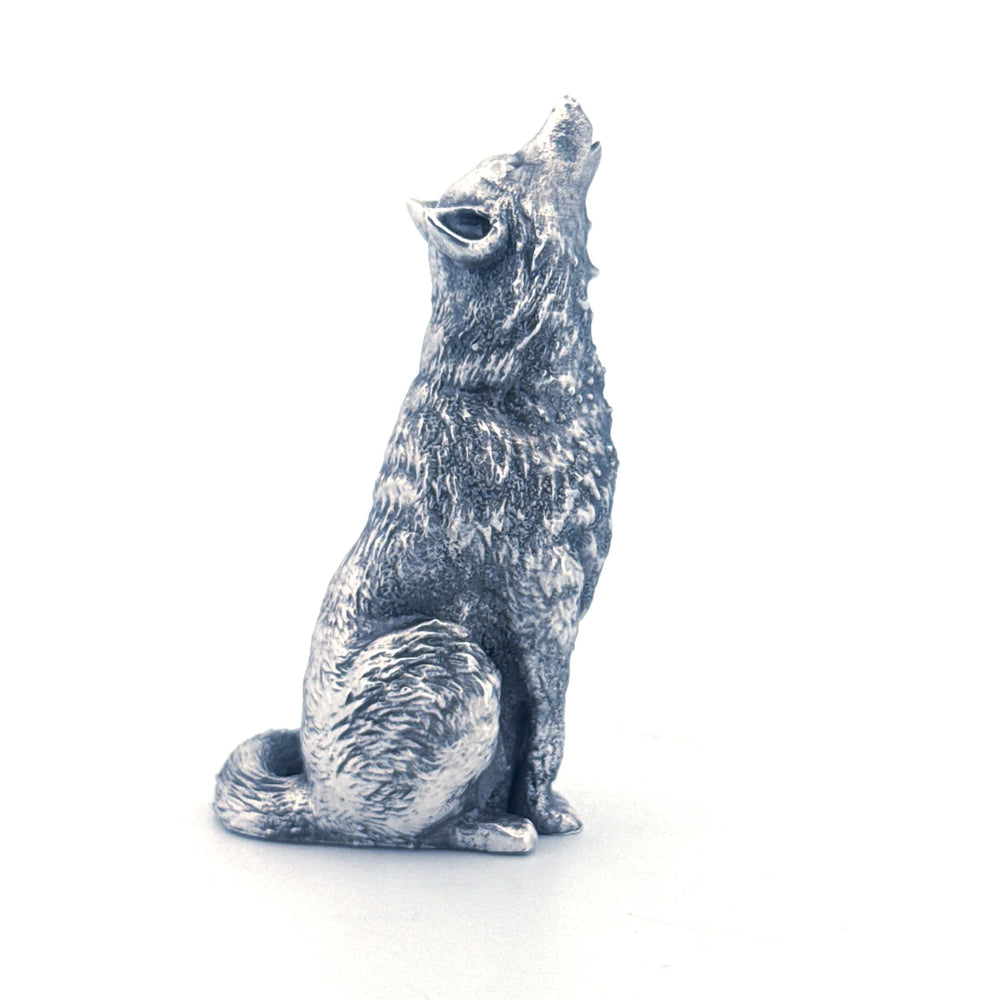Howling Wolf hand-poured 999+ silver statue by Gold Spartan