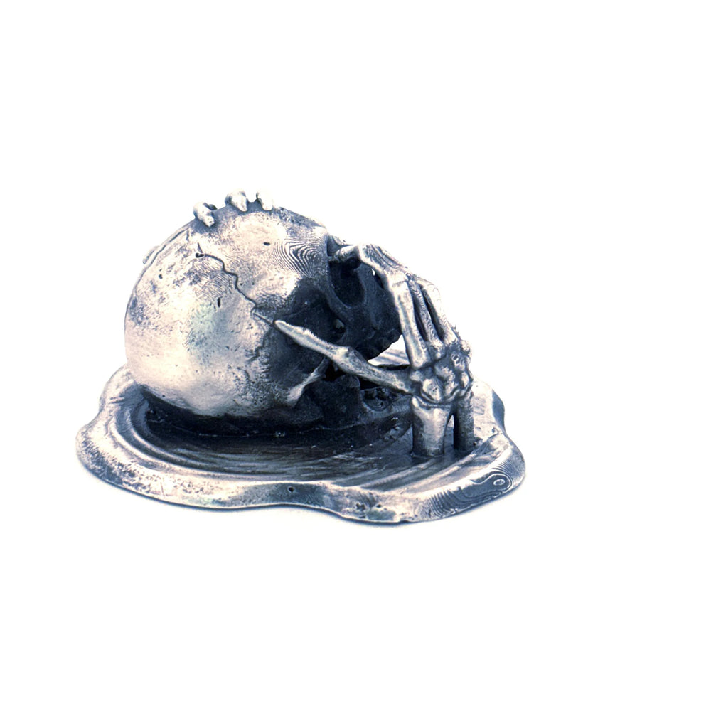 Black Sails Skull hand-poured 999+ silver statue by Gold Spartan