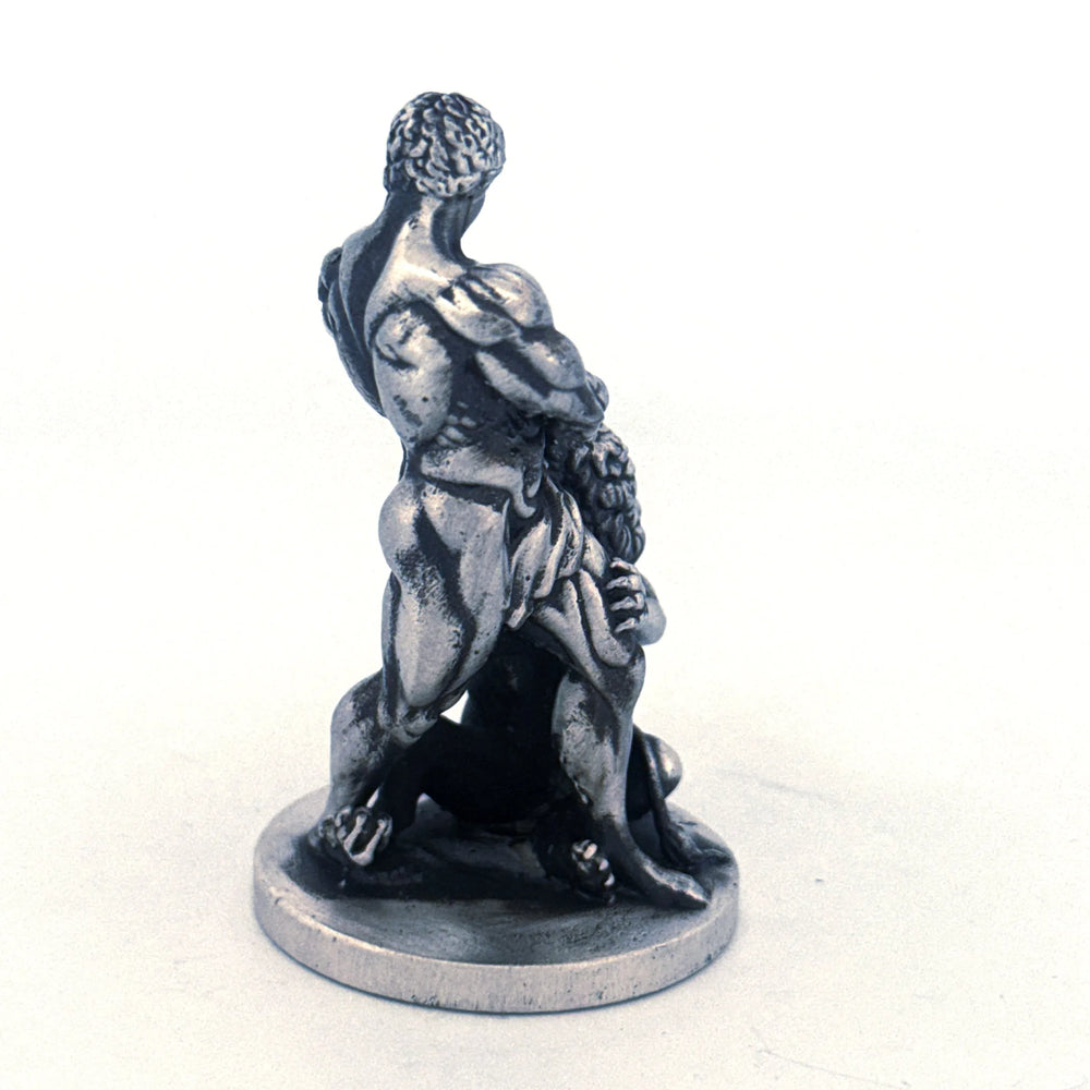 Samson Vs Lion hand-poured 999+ silver statue by Gold Spartan