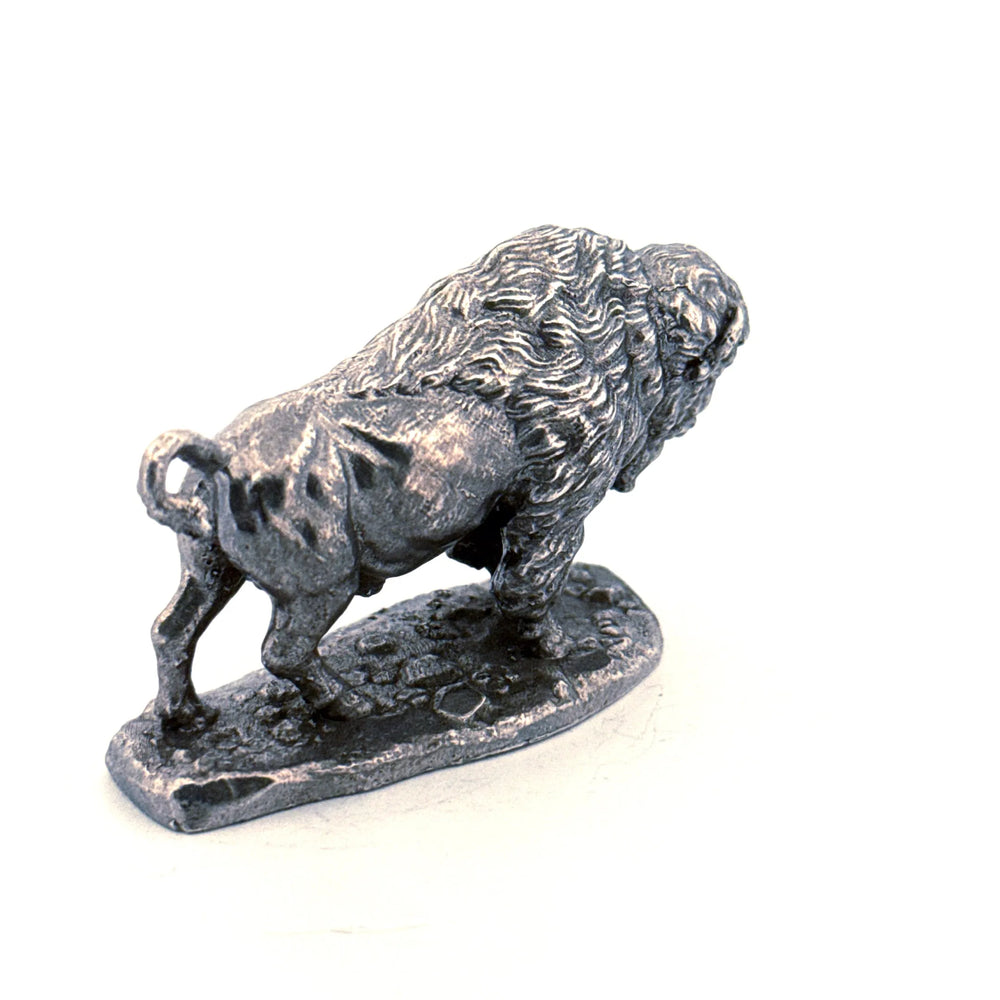 Buffalo hand-poured 999+ silver statue by Gold Spartan