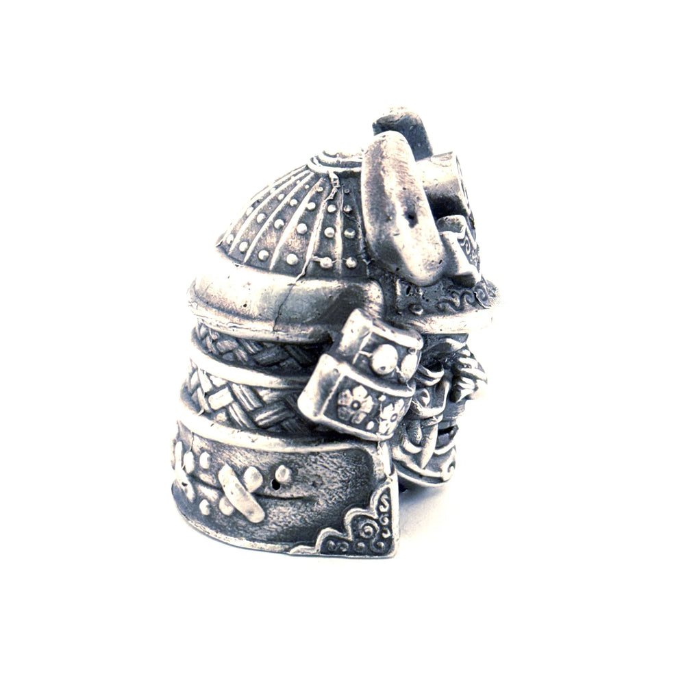 Samurai Head hand-poured 999+ silver statue by Gold Spartan