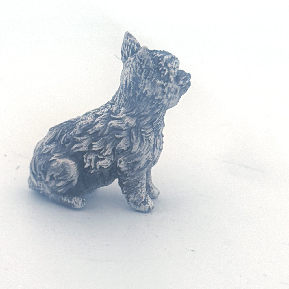 Yorkie hand-poured 999+ silver statue by Gold Spartan