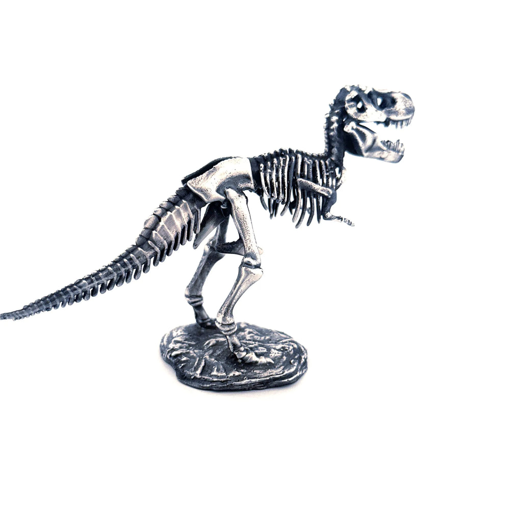 T-Rex Skeleton hand-poured 999+ silver statue by Gold Spartan