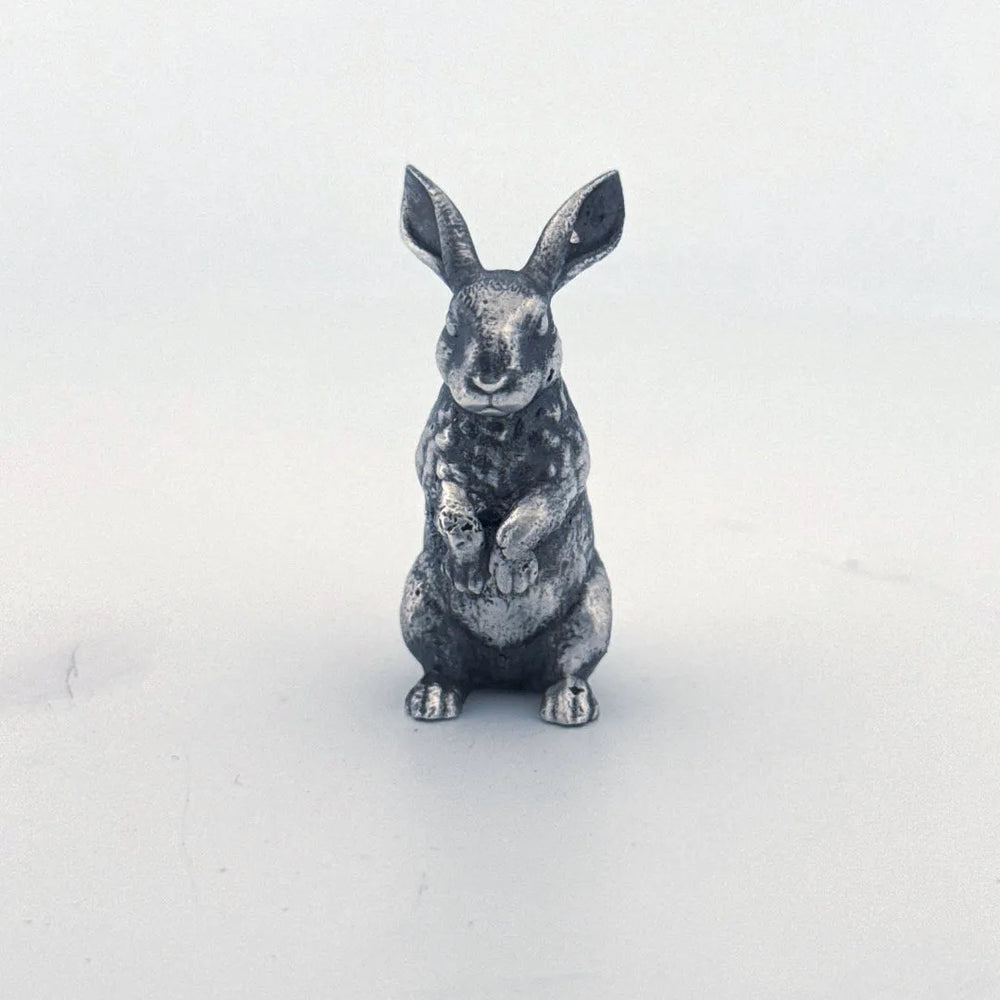 Bunny Rabbit hand-poured 999+ silver statue by Gold Spartan