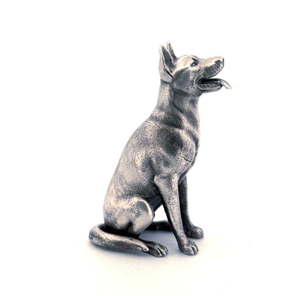 German Shepherd hand-poured 999+ silver statue by Gold Spartan