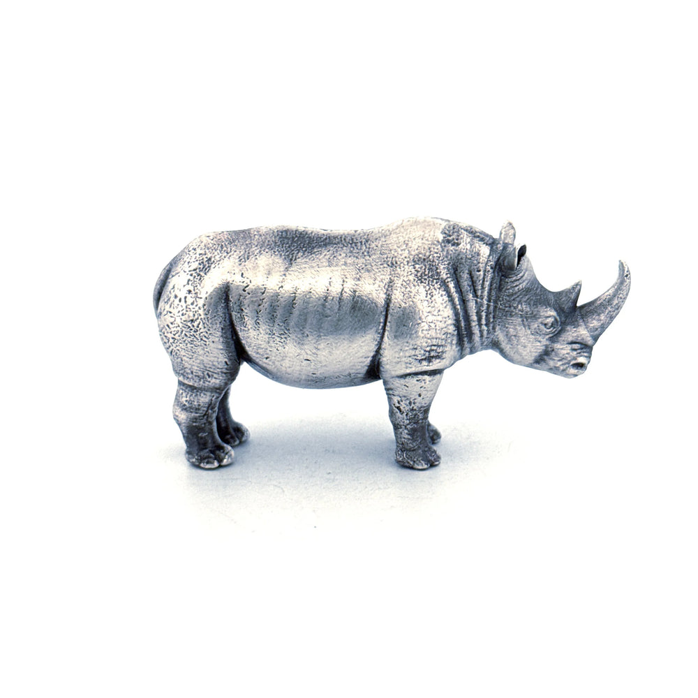 Rhino hand-poured 999+ silver statue by Gold Spartan