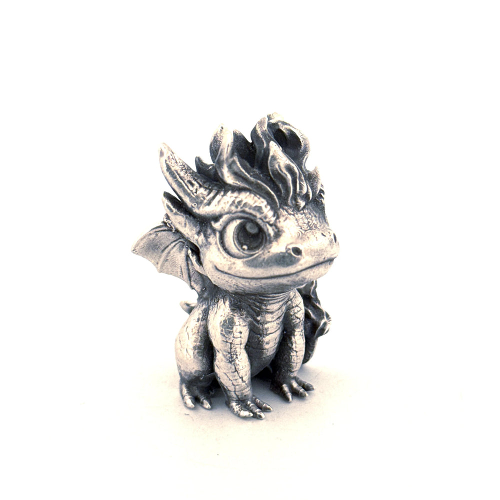 Baby Fire Dragon hand-poured 999+ silver statue by Gold Spartan