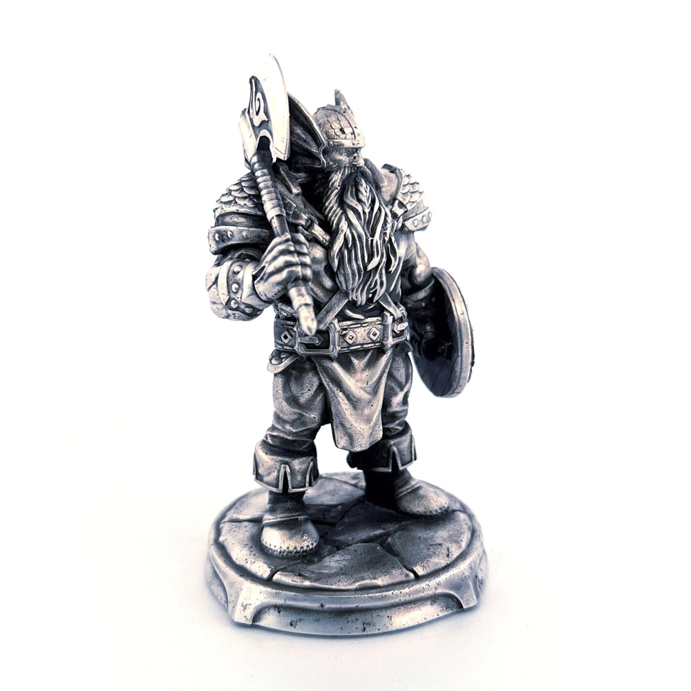 Dwarf Warrior hand-poured 999+ silver statue by Gold Spartan