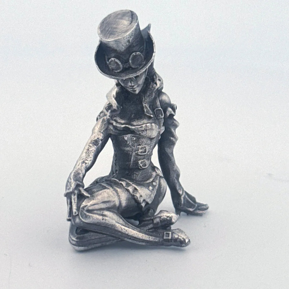 Steampunk Girl hand-poured 999+ silver statue by Gold Spartan
