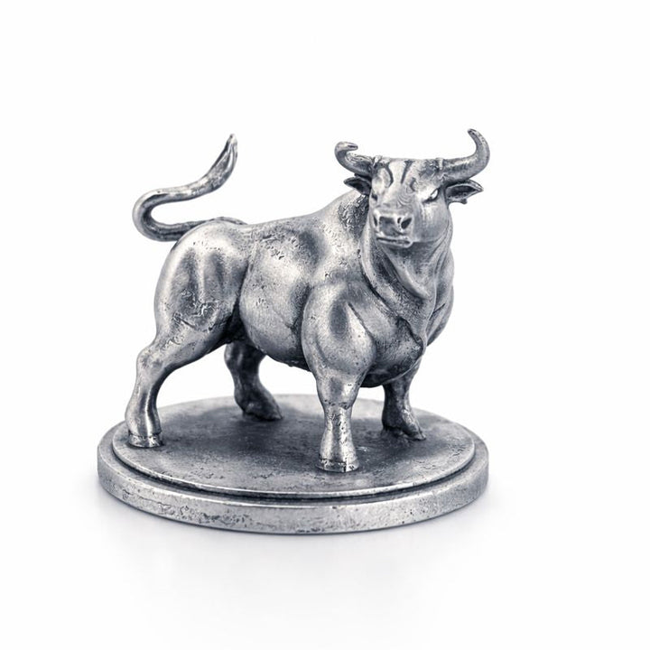 Bull hand-poured 999+ silver statue by Gold Spartan