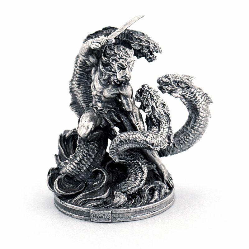 Hercules Vs Hydra hand-poured 999+ silver statue by Gold Spartan