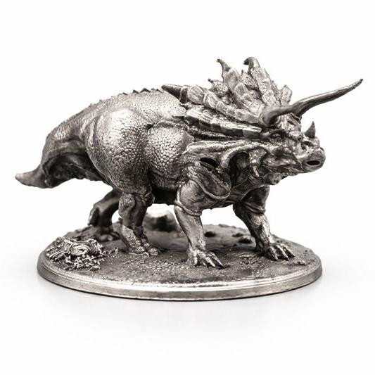 Triceratops hand-poured 999+ silver statue by Gold Spartan