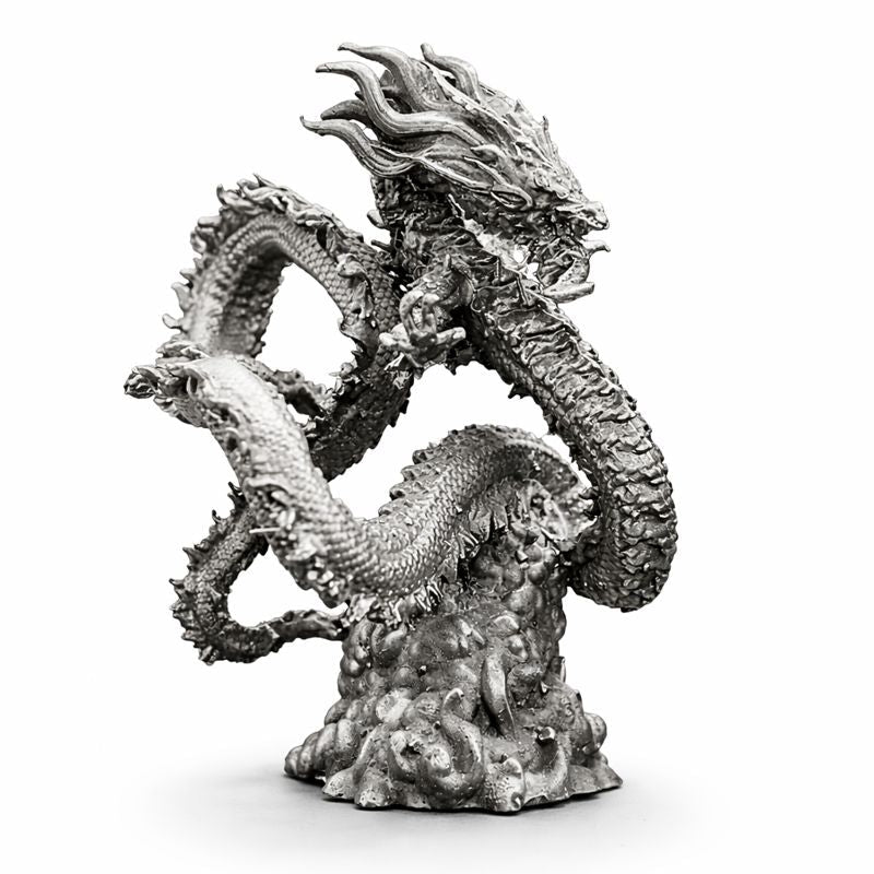 Asian Dragon hand-poured 999+ silver statue by Gold Spartan