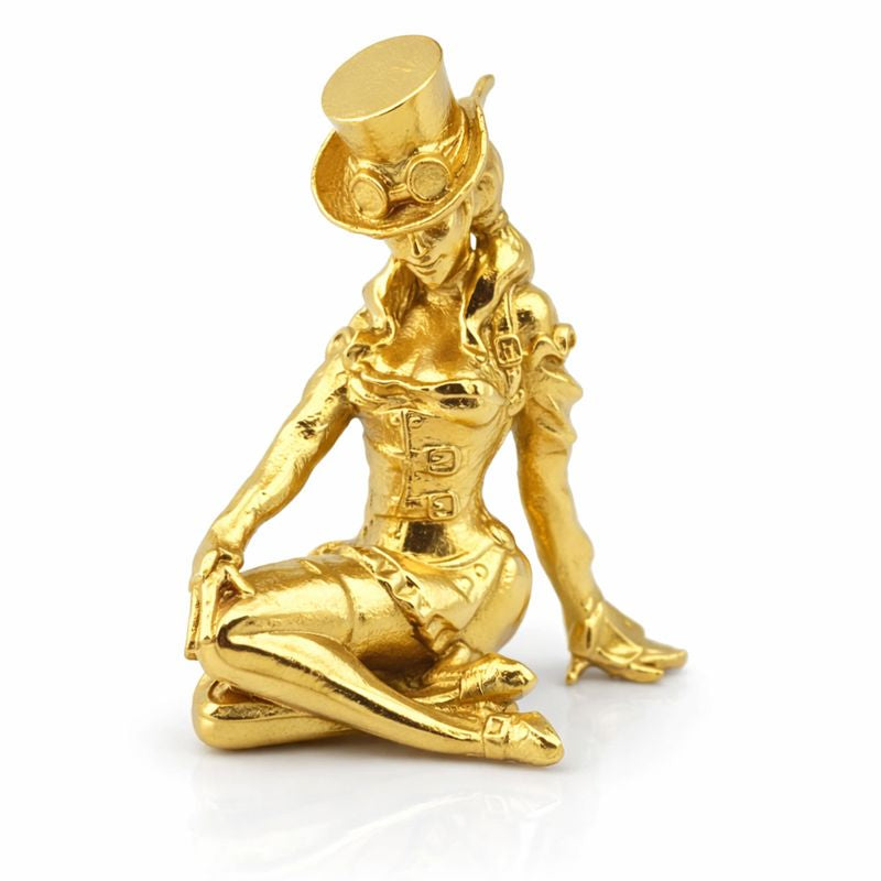 Steampunk Girl hand-poured 999+ silver statue by Gold Spartan