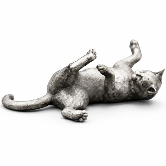 Playful Cat hand-poured 999+ silver statue by Gold Spartan
