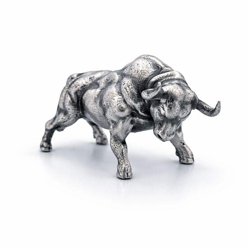 Angry Bull hand-poured 999+ silver statue by Gold Spartan