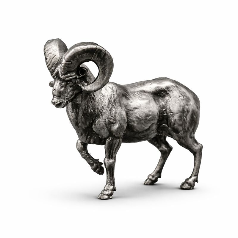 Ram hand-poured 999+ silver statue by Gold Spartan