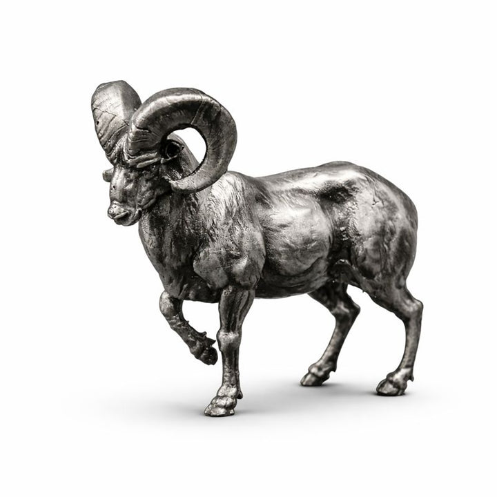 Ram hand-poured 999+ silver statue by Gold Spartan