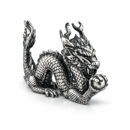 Good Luck Dragon hand-poured 999+ silver statue by Gold Spartan