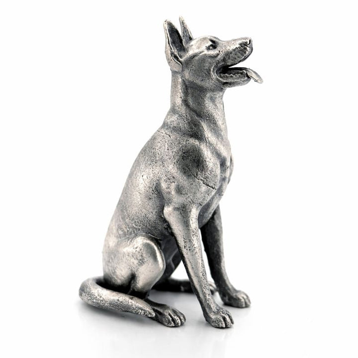 German Shepherd hand-poured 999+ silver statue by Gold Spartan