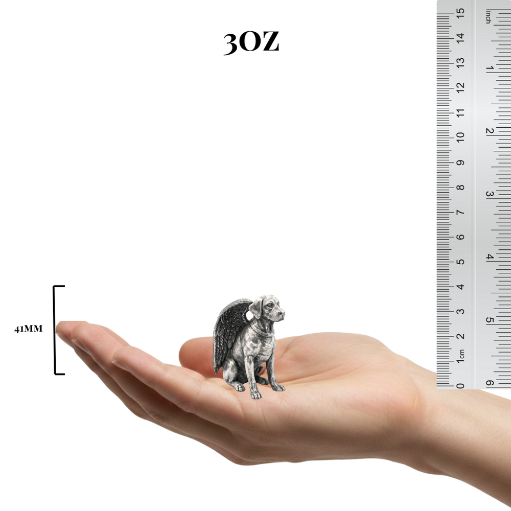 Labrador Angel hand-poured 999+ silver statue by Gold Spartan