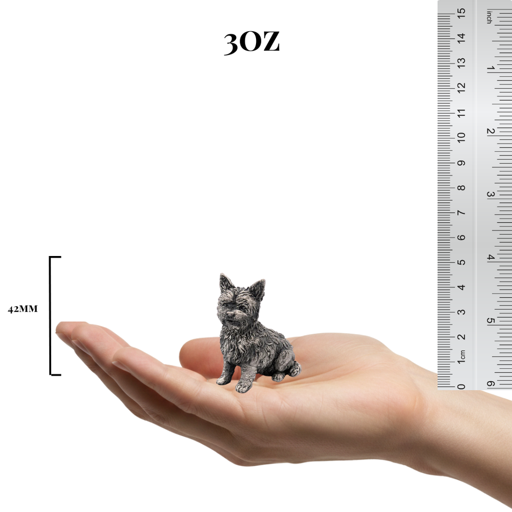 Yorkie hand-poured 999+ silver statue by Gold Spartan