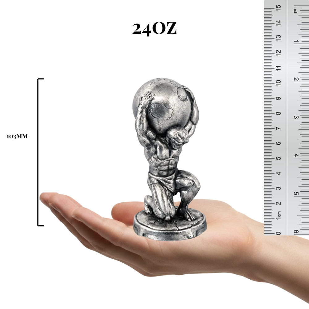 Atlas hand-poured 999+ silver statue by Gold Spartan
